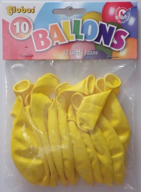 10 Gele ballonnen in zak