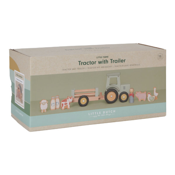 Little dutch tractor met trailer LD7149