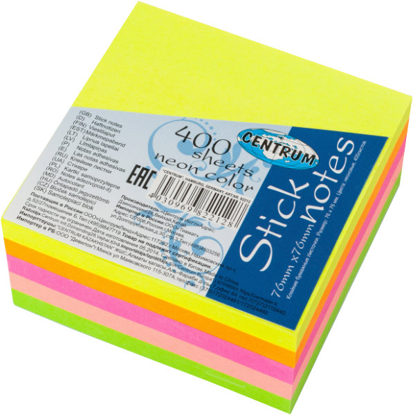 Stick notes neon 400 vel 76x76mm 82212