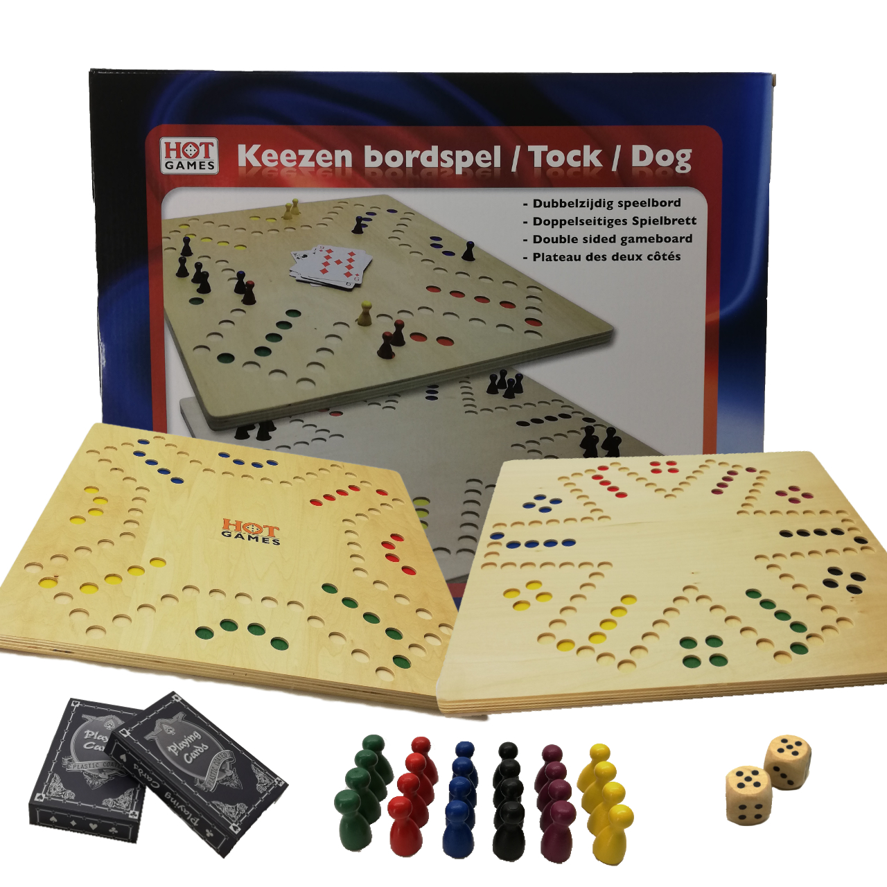 Keezen bordspel hout in doos 791210