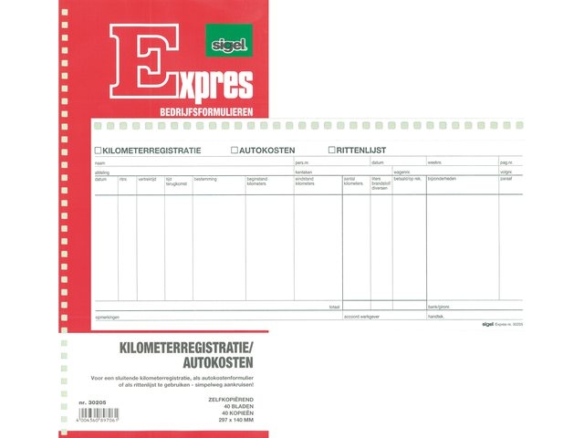 Express kilometerregistratie spiraalblok