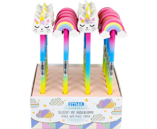 24 potloden met regenboog gum 42144