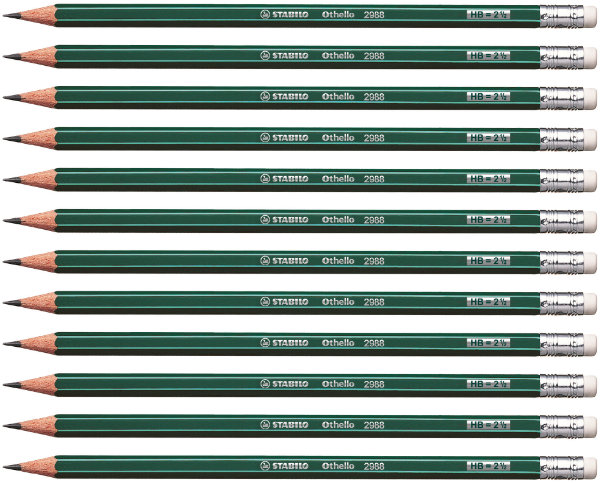 12 grafiet potlood HB met gum stabilo