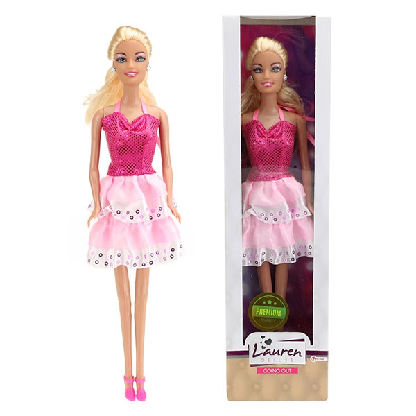 Lauren Tienerepop in roze halterjurk
