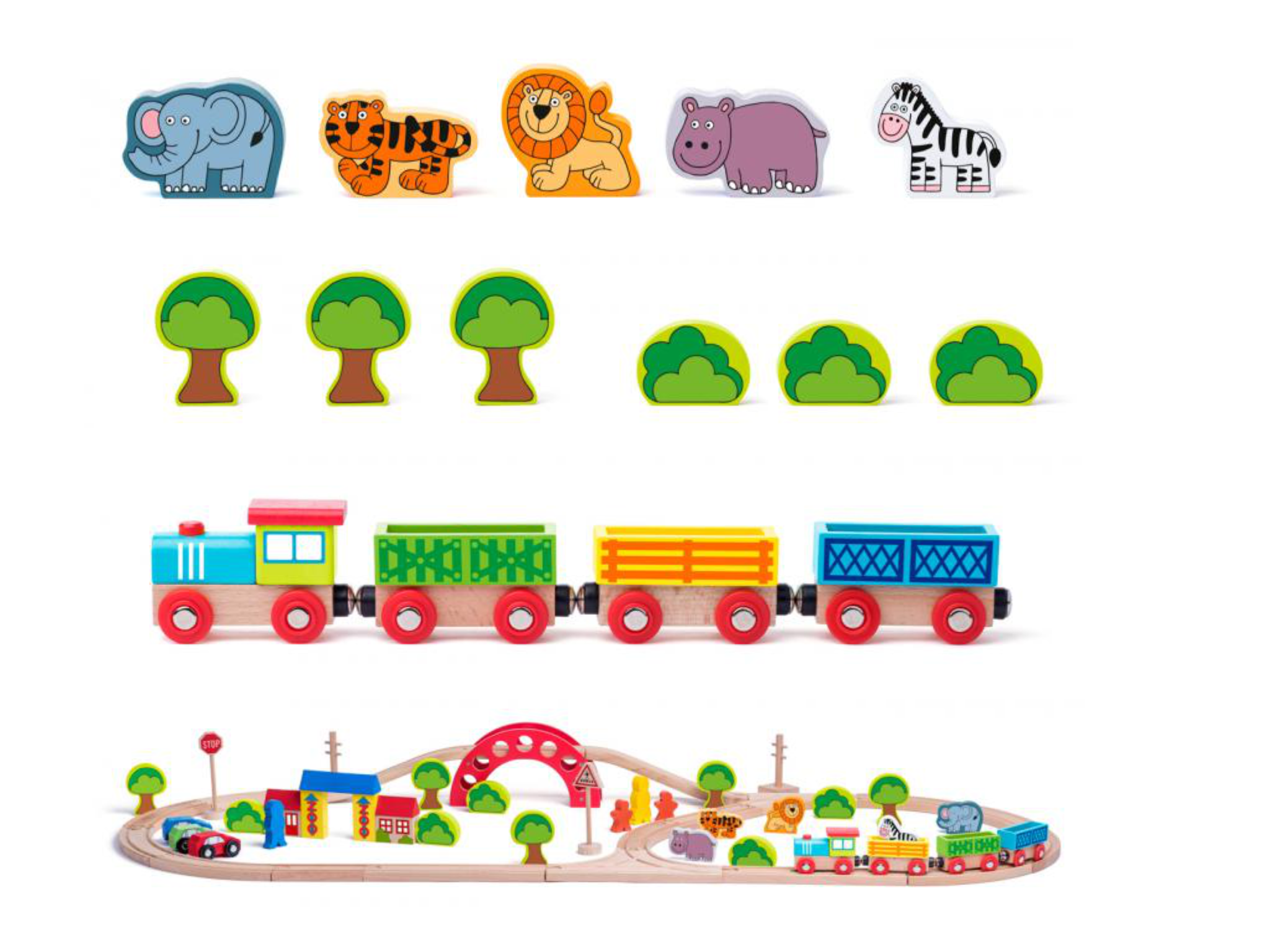 Woody treinset Zoo 60 delig 93060