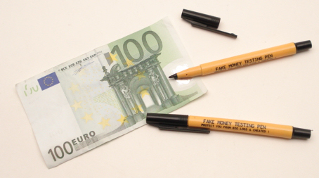 Valsgeld testpen